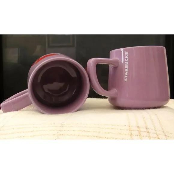 Starbucks 2018 Purple Mug with Hearts 12 oz. EUC - Picture 3 of 4